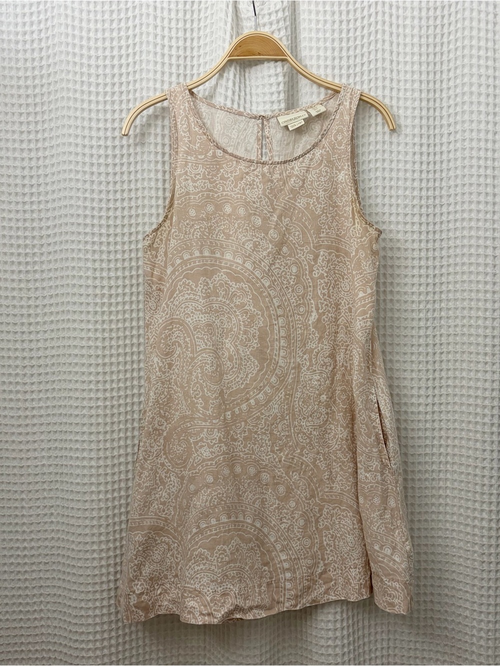 Cynthia Rowley Beige Paisley Sleeveless Mini Dress